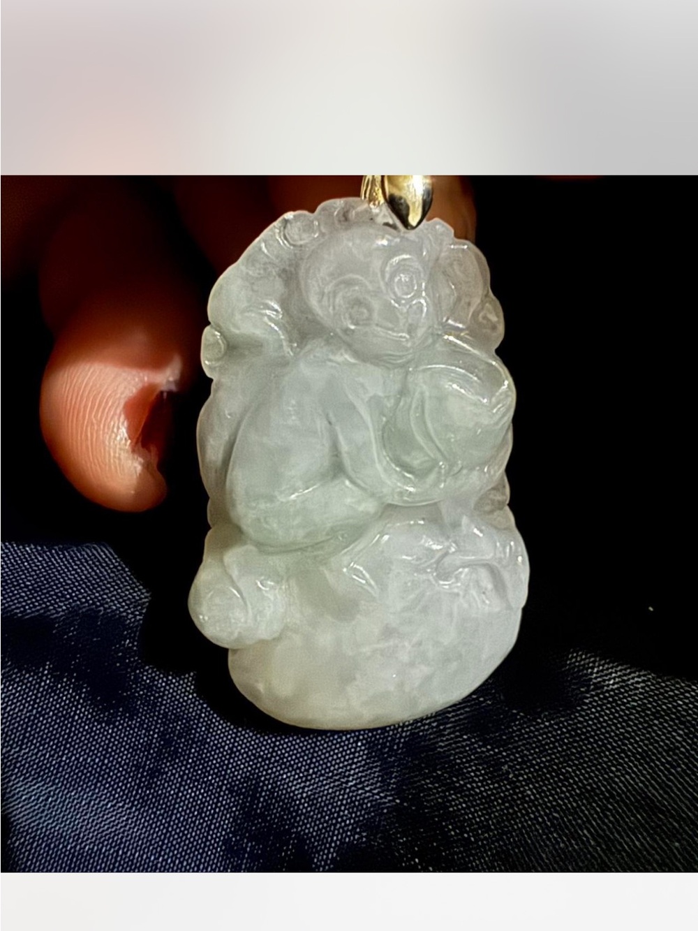 Hand-Carved genuine Jade Pendant - Light Green Lucky Foo Dog